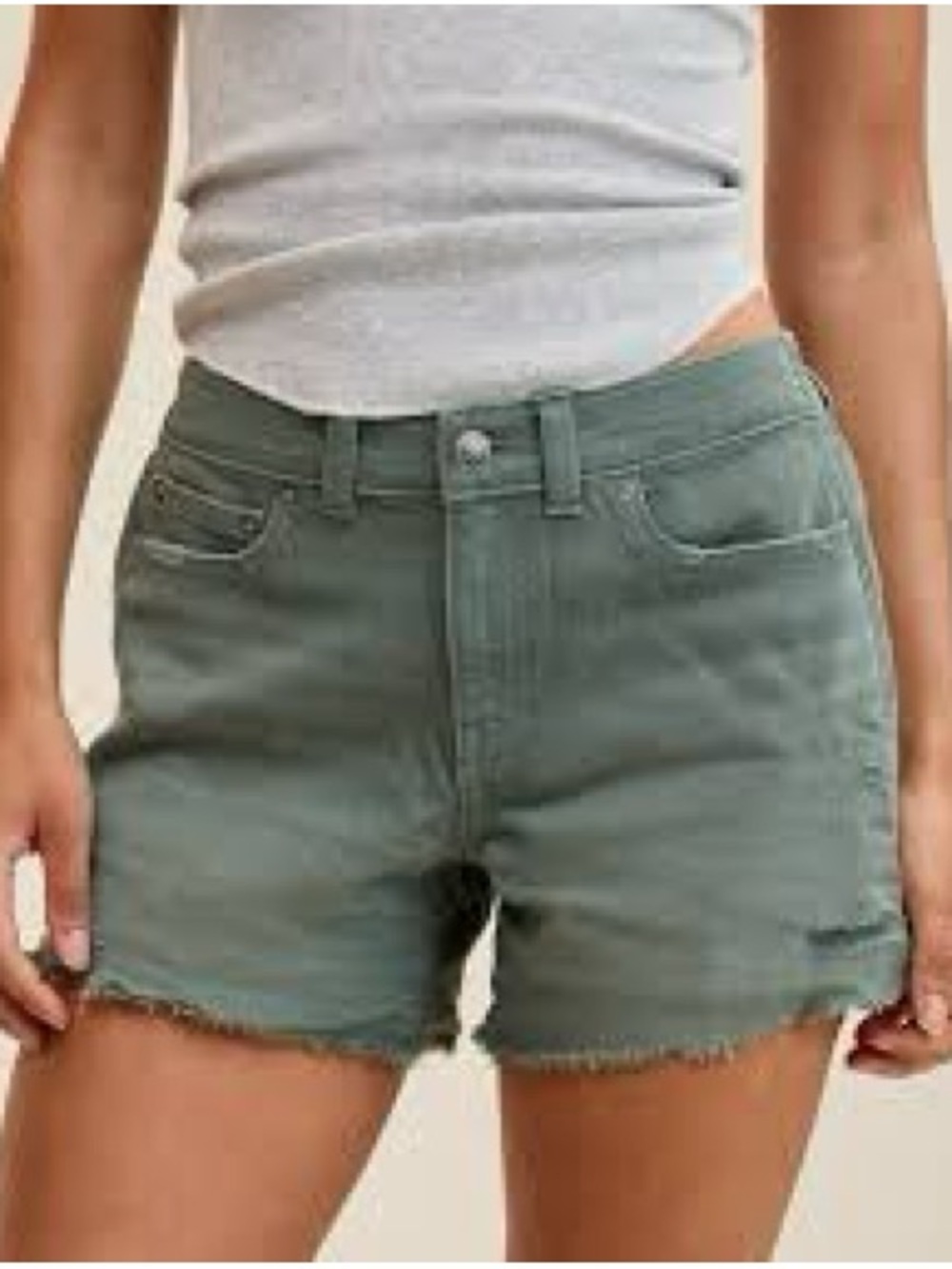 aerie grey High-Rise Denim Shorts nwt